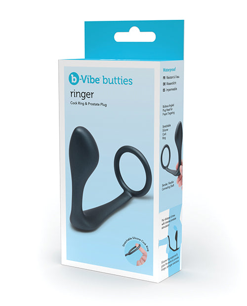 b-Vibe Butties Ringer Cock Ring & Prostate anal plug - Black
