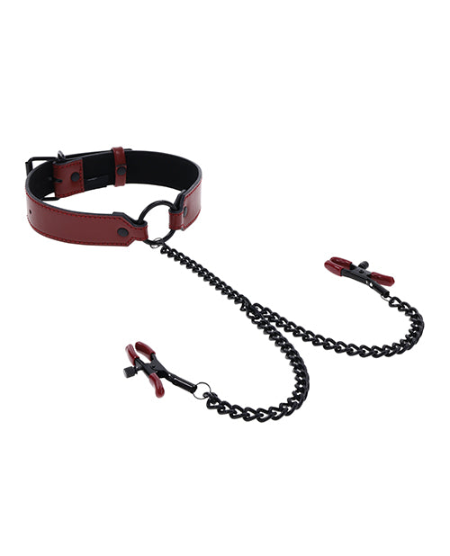 Saffron Collar with Chain Nipple Clamps