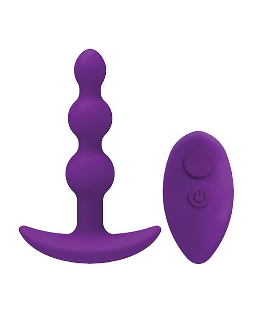 A Play Beaded Rechargeable Silicone Anal Plug w/Remote - Purple | Shop Lowest Prices at Funlove.com