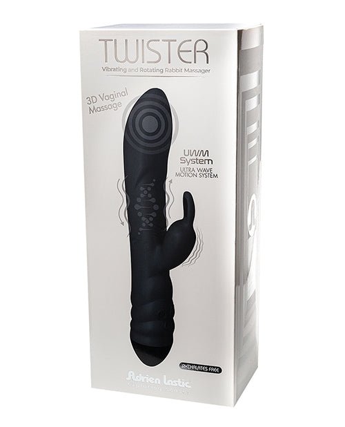 Adrien Lastic Twister Clitoral Sucker & Vibrating Rabbit - Black | Shop Lowest Prices at Funlove.com