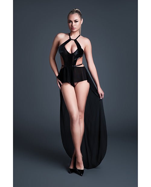 Allure Take Me Latex Look Vinyl and Mesh Teddy w/Attached Skirt - Black LG | Shop Lowest Prices at Funlove.com