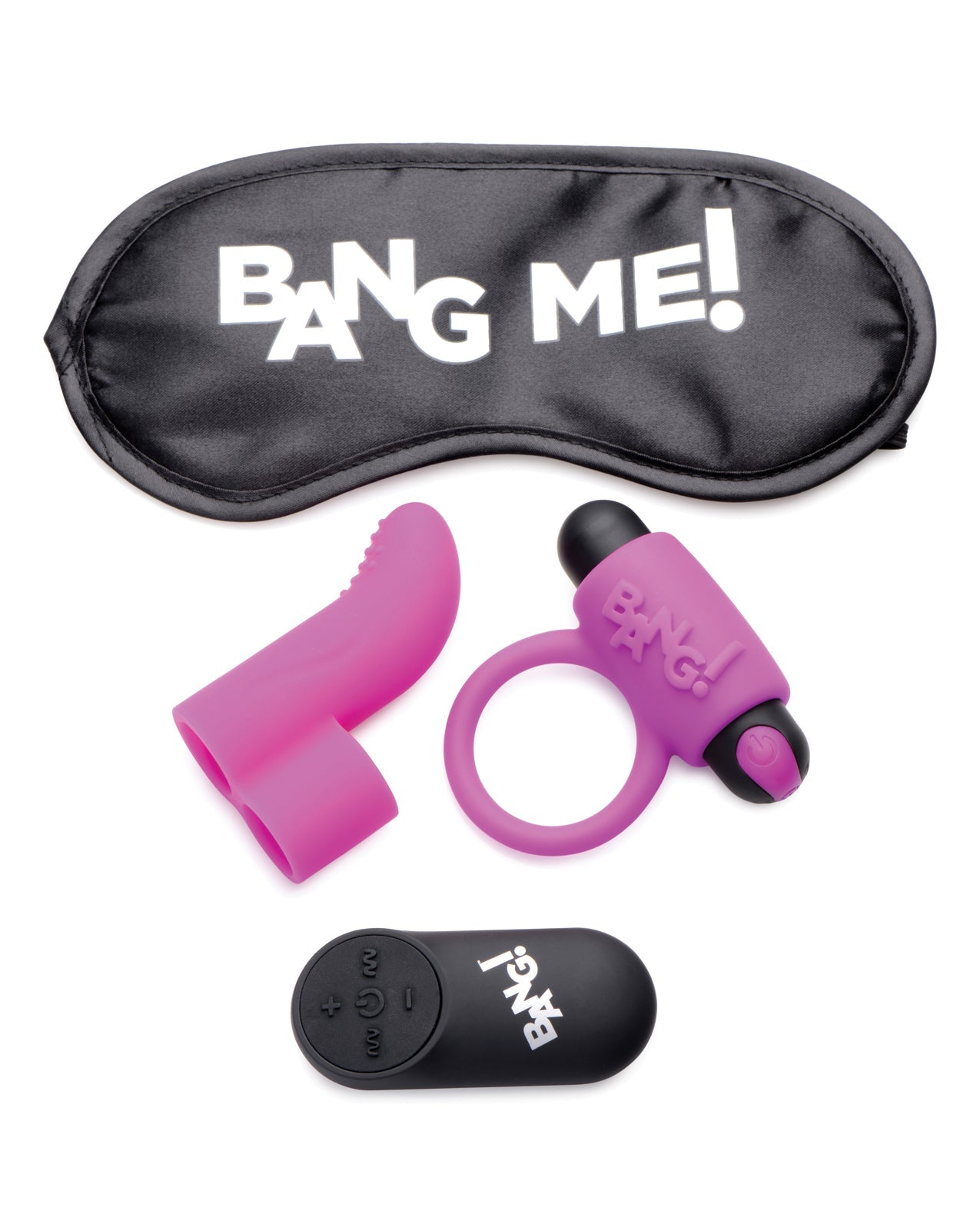 Bang! Couple's Kit with RC Bullet, Blindfold, Cock Ring & Finger Vibe - Purple | Shop Lowest Prices at Funlove.com