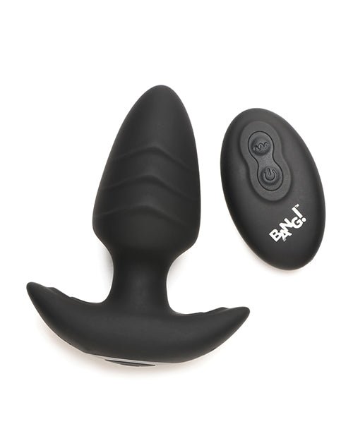 Bang! Rotating & Vibrating Tapered Butt Plug w/Remote - Black | Shop Lowest Prices at Funlove.com