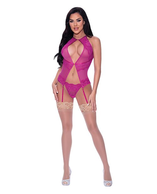 Berrylicious Lace Halter Basque & G - String Pink L/XL | Shop Lowest Prices at Funlove.com