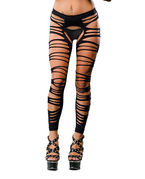 Beverly Hills Naughty Girl Crotchless Side Straps Leggings Black O/S | Shop Lowest Prices at Funlove.com
