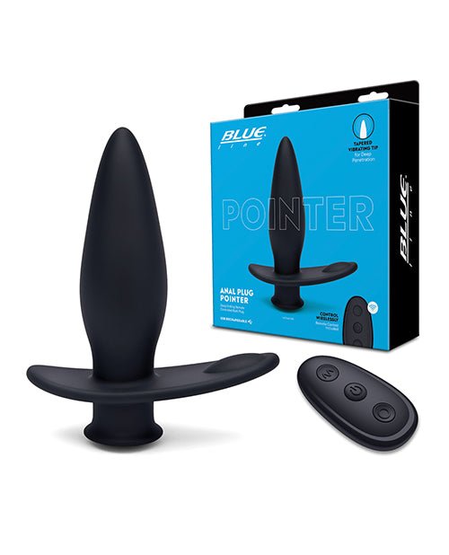 Blue Line Vibrating Anal Plug Pointer w/Remote - Black | Shop Lowest Prices at Funlove.com