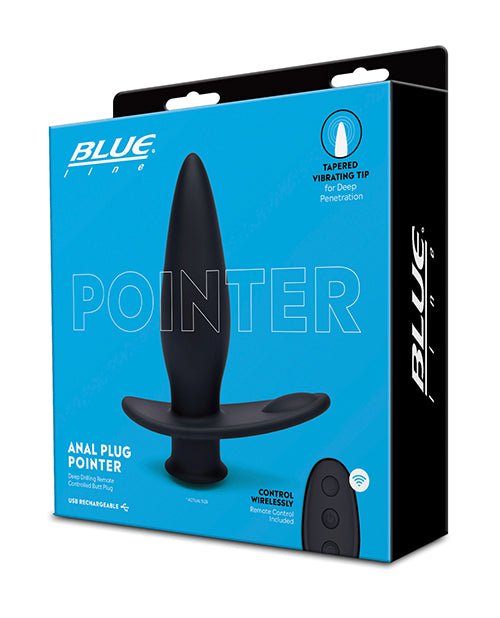 Blue Line Vibrating Anal Plug Pointer w/Remote - Black | Shop Lowest Prices at Funlove.com
