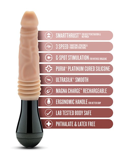 Blush Dr. Skin Silicone Dr. Knight Thrusting Gyrating Vibrating Dildo - Beige | Shop Lowest Prices at Funlove.com