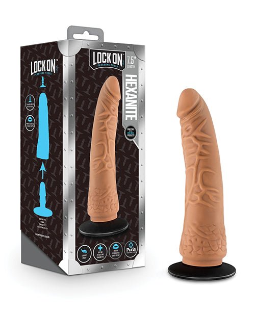 Blush Lock On 7.5" Hexanite Dildo w/Suction Cup Adapter - Mocha | Shop Lowest Prices at Funlove.com