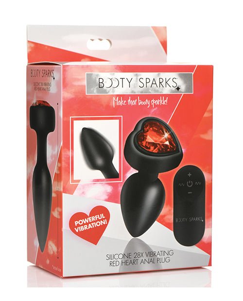 Booty Sparks 28X Silicone Vibrating Red Heart Anal Plug w/Remote - Small | Shop Lowest Prices at Funlove.com