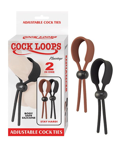 Cock Loops Adjustable Cock Ties - Brown/Black | Shop Lowest Prices at Funlove.com