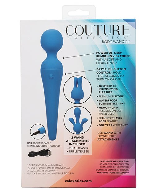 Couture Collection Body Wand Vibrator Kit - Blue | Shop Lowest Prices at Funlove.com