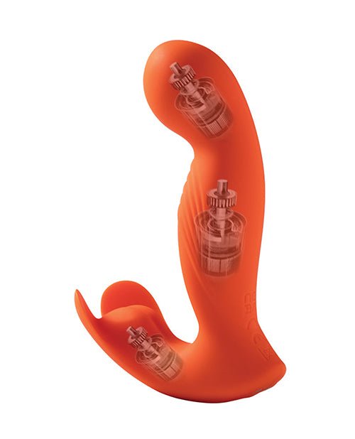Crave 3 G - Spot Vibrator with Rotating Massage Head & Clit Tickler - Orange | Shop Lowest Prices at Funlove.com