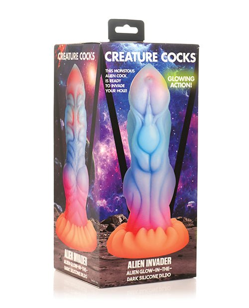 Creature Cocks Alien Invader Alien Glow - in - the - Dark Silicone Dildo | Shop Lowest Prices at Funlove.com