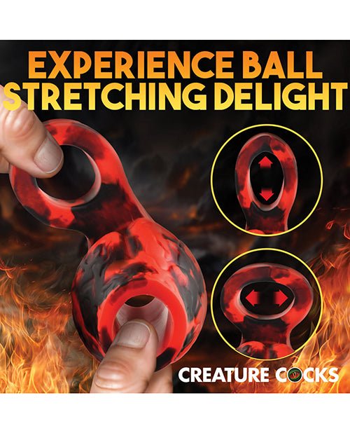 Creature Cocks Hell Bound Penis Sleeve & Ball Stretcher - Large, Red/Black | Shop Lowest Prices at Funlove.com