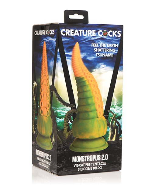 Creature Cocks Monstropus 2.0 Vibrating Tentacle Silicone Dildo - Yellow/Green | Shop Lowest Prices at Funlove.com