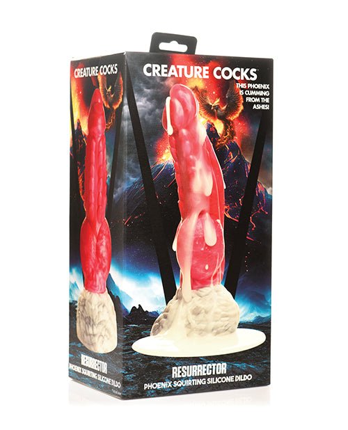 Creature Cocks Resurrector Phoenix Squirting Silicone Dildo - Red/White | Shop Lowest Prices at Funlove.com