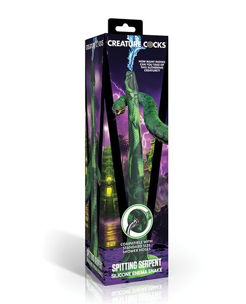 Creature Cocks Spitting Serpent Silicone Enema Snake - Black/Green | Shop Lowest Prices at Funlove.com