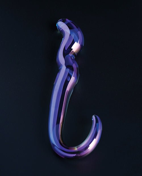 Cristal Blue Flame Curved Glass Dildo - Purple | Shop Lowest Prices at Funlove.com