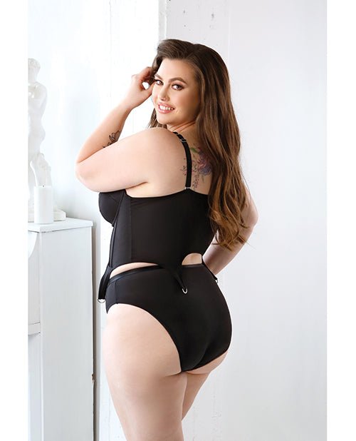 Curve Sloan Cropped Bustier Top & Panty Black 3X/4X | Shop Lowest Prices at Funlove.com