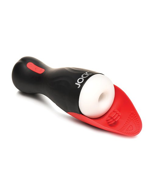 Curve Toys Jock Sucking & Vibrating Masturbator - Black/Red | Shop Lowest Prices at Funlove.com