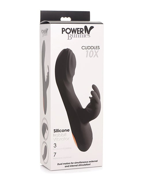 Curve Toys Power Bunnies Cuddles 10x Silicone Rabbit Vibrator - Black | Shop Lowest Prices at Funlove.com