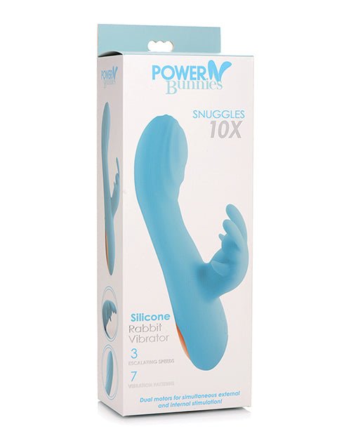 Curve Toys Power Bunnies Snuggles 10x Silicone Rabbit Vibrator - Blue | Shop Lowest Prices at Funlove.com