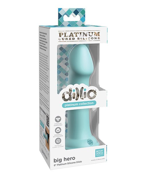 Dillio Platinum 6" Big Hero Silicone Dildo - Teal | Shop Lowest Prices at Funlove.com
