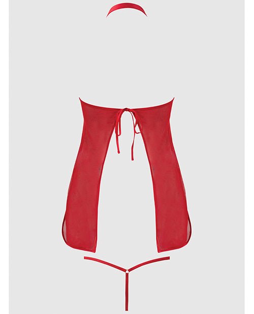 Dragon Mesh & Applique Chemise w/G - String 2 pc Set - Red SM | Shop Lowest Prices at Funlove.com