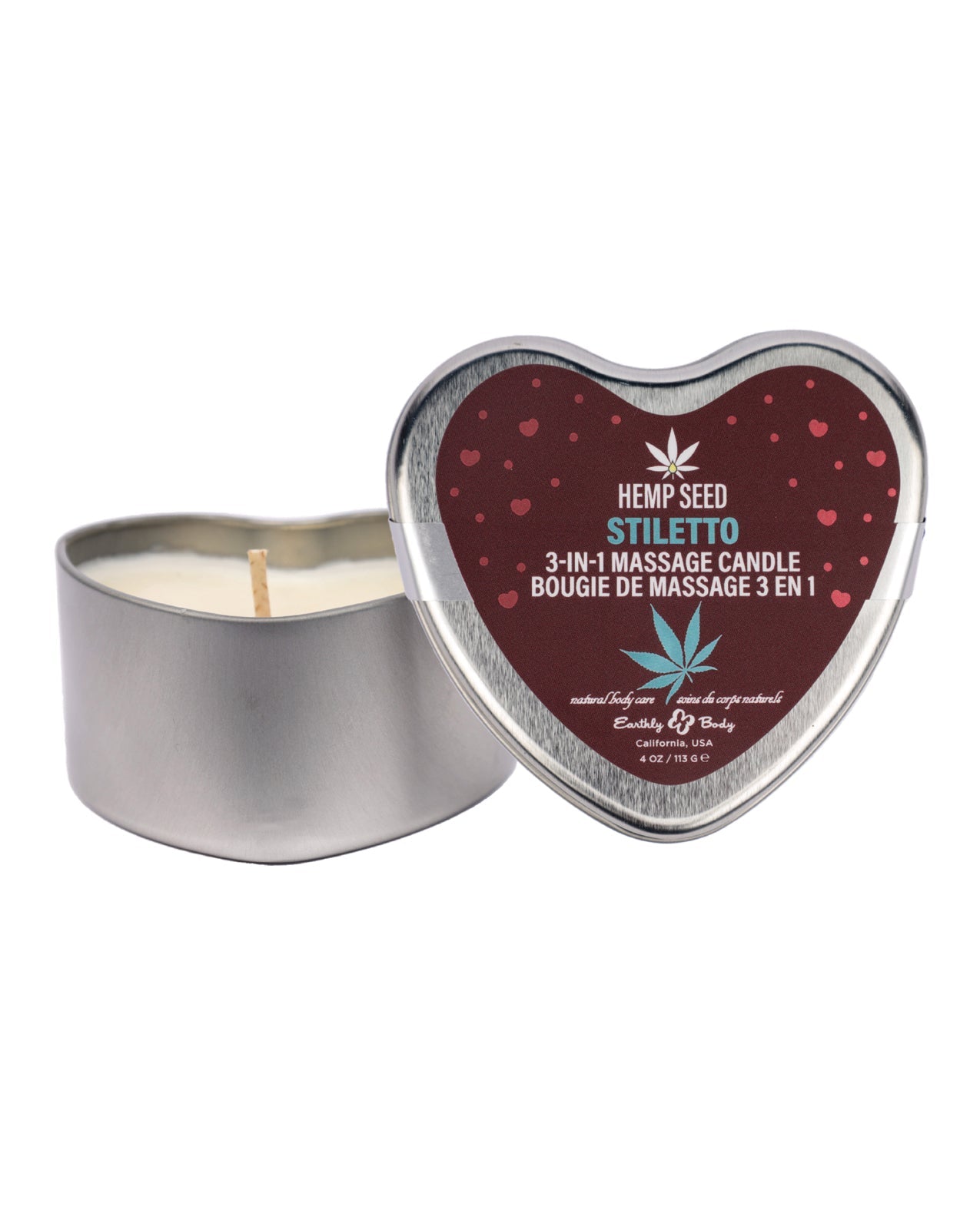 Earthly Body 2025 Valentines 3 in 1 Massage Heart Candle - 4.7 oz Stiletto | Shop Lowest Prices at Funlove.com