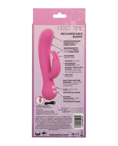 First Time Rechargeable Rabbit Vibrator - Pink | Shop Lowest Prices at Funlove.com