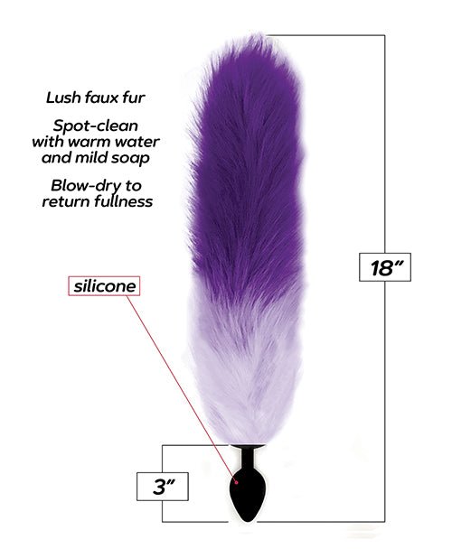 Foxy Fox Tail Silicone Butt Plug - Purple Gradient | Shop Lowest Prices at Funlove.com