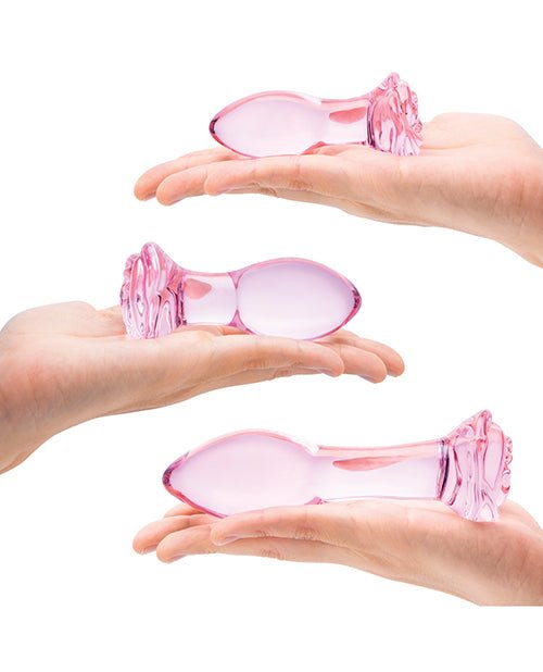 Glas 3 pc Rosebud Butt Plug Set - Pink | Shop Lowest Prices at Funlove.com