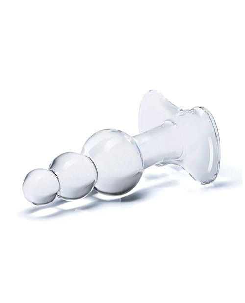 Glas 4" Beaded Glass Butt Plug w/Tapered Base - Clear | Shop Lowest Prices at Funlove.com
