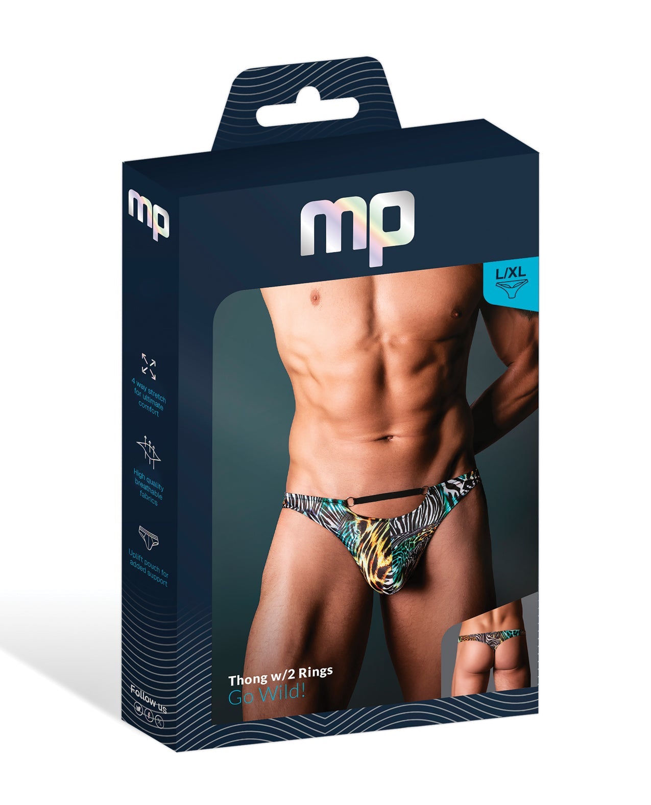 Go Wild Thong w/2 Rings - Animal Multi L/XL | Shop Lowest Prices at Funlove.com
