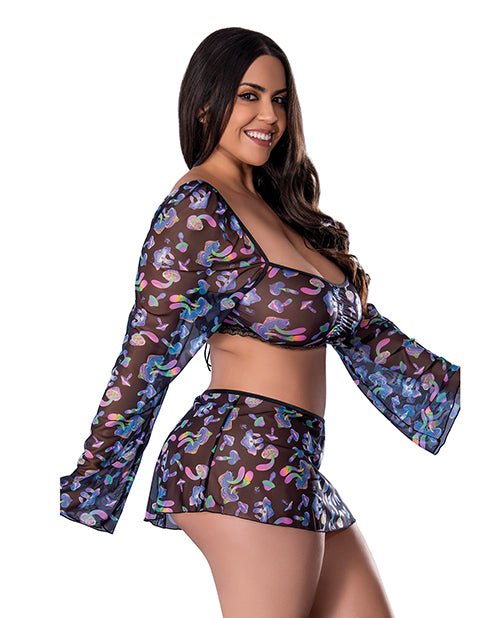 Hazy Dayz Shrooms Crop Top with Skirt & Thong - Queen Size | Shop Lowest Prices at Funlove.com