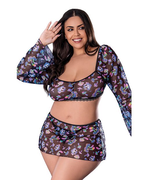 Hazy Dayz Shrooms Crop Top with Skirt & Thong - Queen Size | Shop Lowest Prices at Funlove.com