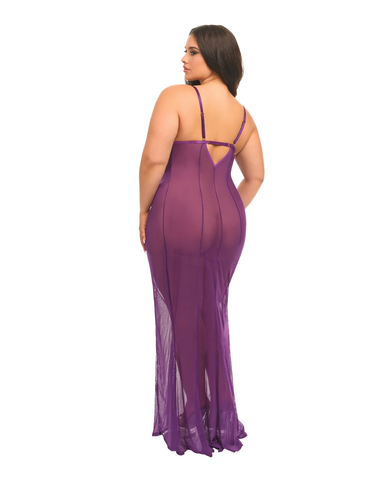 Katana Mesh & Eyelash Lace Gown - Purple 1X/2X | Shop Lowest Prices at Funlove.com