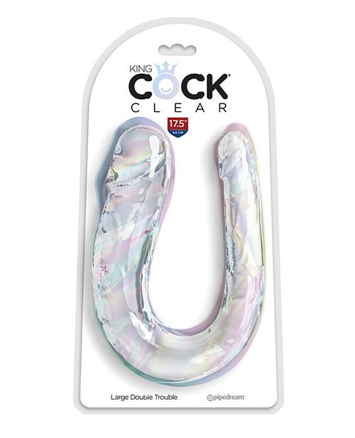 King Cock Clear Large Double Trouble Dildo - Clear | Shop Lowest Prices at Funlove.com