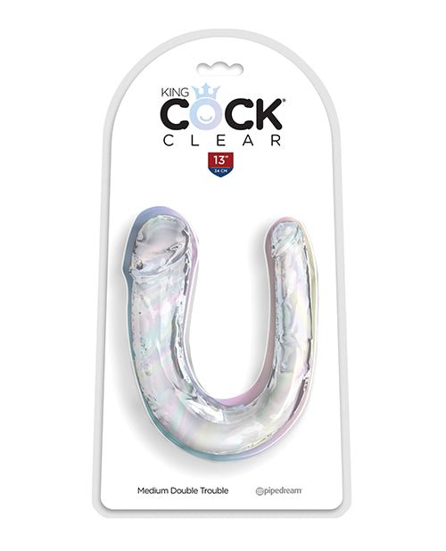 King Cock Clear Medium Double Trouble Dildo - Clear | Shop Lowest Prices at Funlove.com
