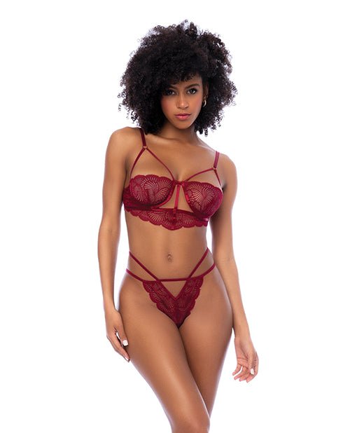 Lace Underwire Top w/Thong 2 pc Set - Rosewood | Shop Lowest Prices at Funlove.com