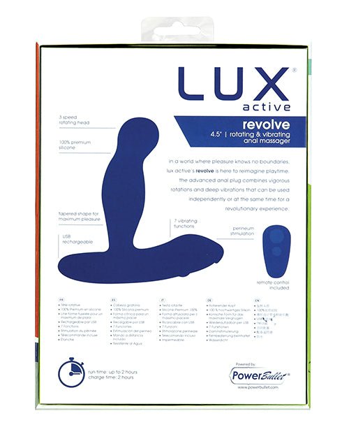 Lux Active Revolve 4.5" Rotating & Vibrating Anal Massager - Dark Blue | Shop Lowest Prices at Funlove.com