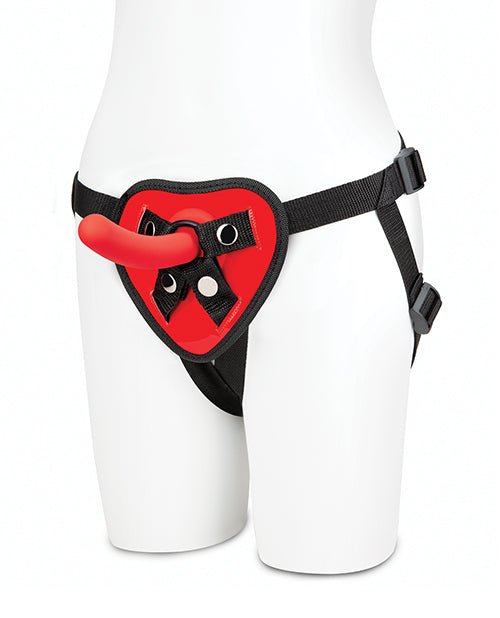 Lux Fetish 5" Dildo w/Red Heart Strap On Harness Set | Shop Lowest Prices at Funlove.com