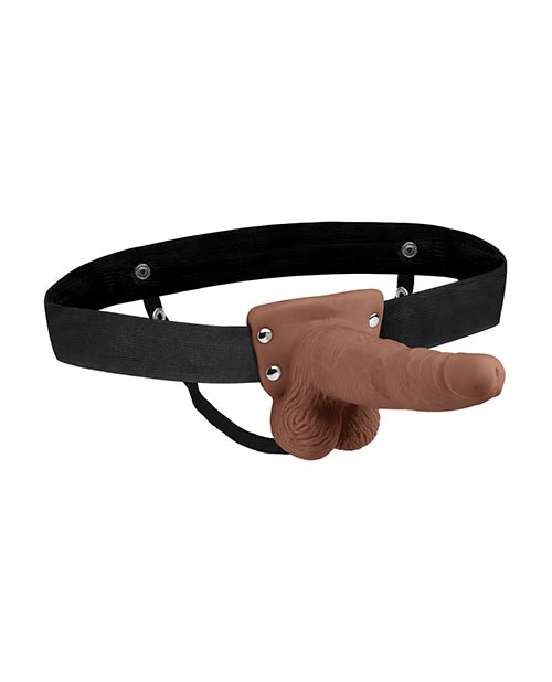 Lux Fetish 6" Rechargeable Strap On w/Balls - Brown | Shop Lowest Prices at Funlove.com