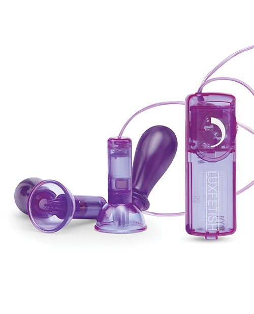 Lux Fetish Vibrating Nipple Suckers w/Wired Remote Control - Purple | Shop Lowest Prices at Funlove.com