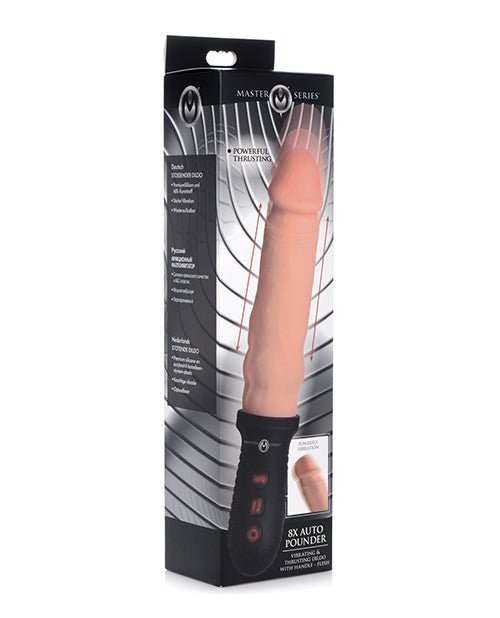 Master Series 8X Auto Pounder Vibrating & Thrusting Dildo w/Handle - Flesh | Shop Lowest Prices at Funlove.com