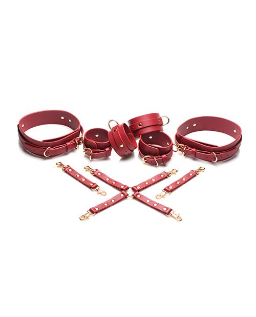 Master Series Crimson Captive Thigh, Wrist, Ankle Hog Tie Restraints - Red | Shop Lowest Prices at Funlove.com