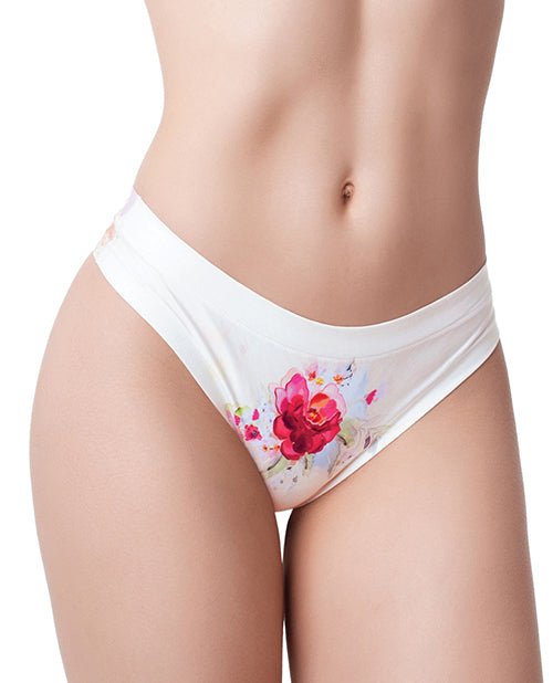 Mememe Flower Power Rose Printed Thong SM | Shop Lowest Prices at Funlove.com