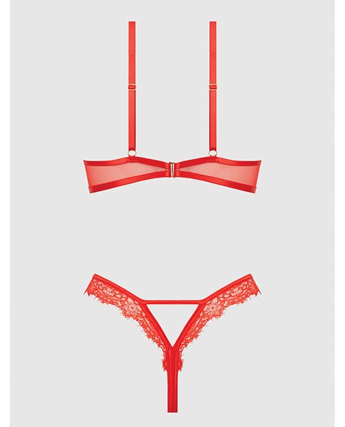 Nadia Lace & Mesh Cutout Teddy - Grenadine Dark Orange XL | Shop Lowest Prices at Funlove.com