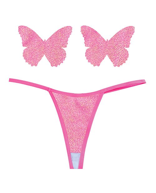 Neva Nude Naughty Knix Bella Rosa Shimmer G - String & Pasties - Soft Pink O/S | Shop Lowest Prices at Funlove.com